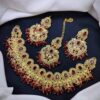 NEW ARRIVAL FANCY BEAUTIFUL DELICATE DESIGN ZIRCON CHOKER SET WITH EARRINGS AND TIKA FOR HER