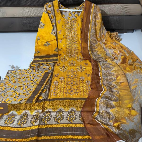 EMBROIDERED LAWN OUTFIT WITH CHIFFON DUPATTA - Image 64