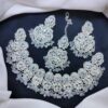 NEW ARRIVAL FANCY BEAUTIFUL DELICATE DESIGN ZIRCON CHOKER SET WITH EARRINGS AND TIKA FOR HER - Image 4