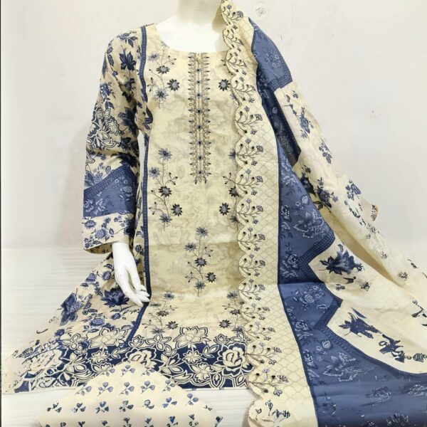 EMBROIDERED LAWN SUIT WITH MATCHING EMBROIDERED DUPATTA (B) - Image 6