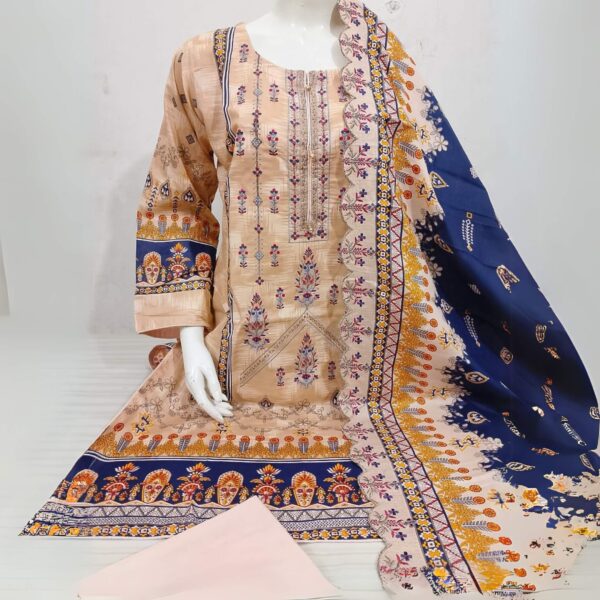 EMBROIDERED LAWN SUIT WITH MATCHING EMBROIDERED DUPATTA (A) - Image 4