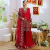 LUXURY CHIFFON ENSEMBLE – HEAVY ADDA WORK SHIRT WITH CRUSH SHARARA & NET DUPATTA