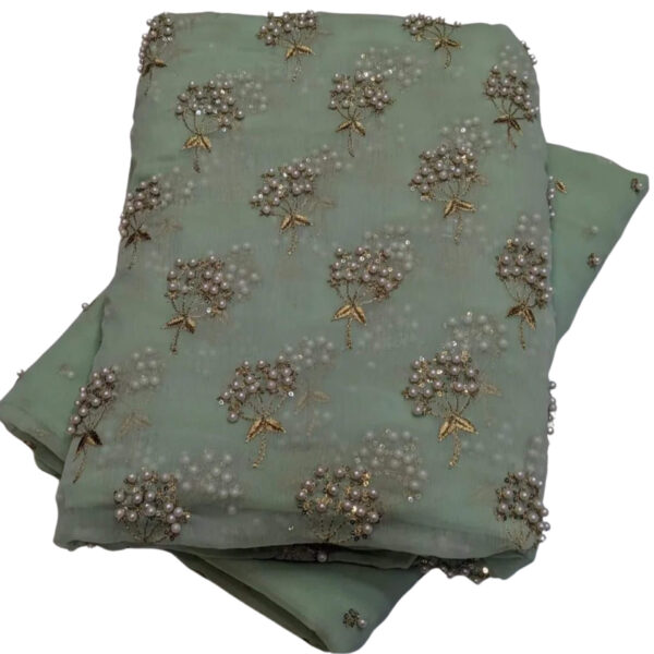 ELEGANT 3-PIECE CHIFFON SUIT WITH PEARL WORK - Image 9