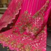 LUXURY CHIFFON ENSEMBLE – HEAVY ADDA WORK SHIRT WITH CRUSH SHARARA & NET DUPATTA - Image 11