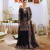 LUXURY CHIFFON ENSEMBLE – HEAVY ADDA WORK SHIRT WITH CRUSH SHARARA & NET DUPATTA - Image 4