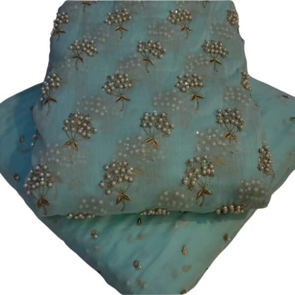 ELEGANT 3-PIECE CHIFFON SUIT WITH PEARL WORK - Image 5
